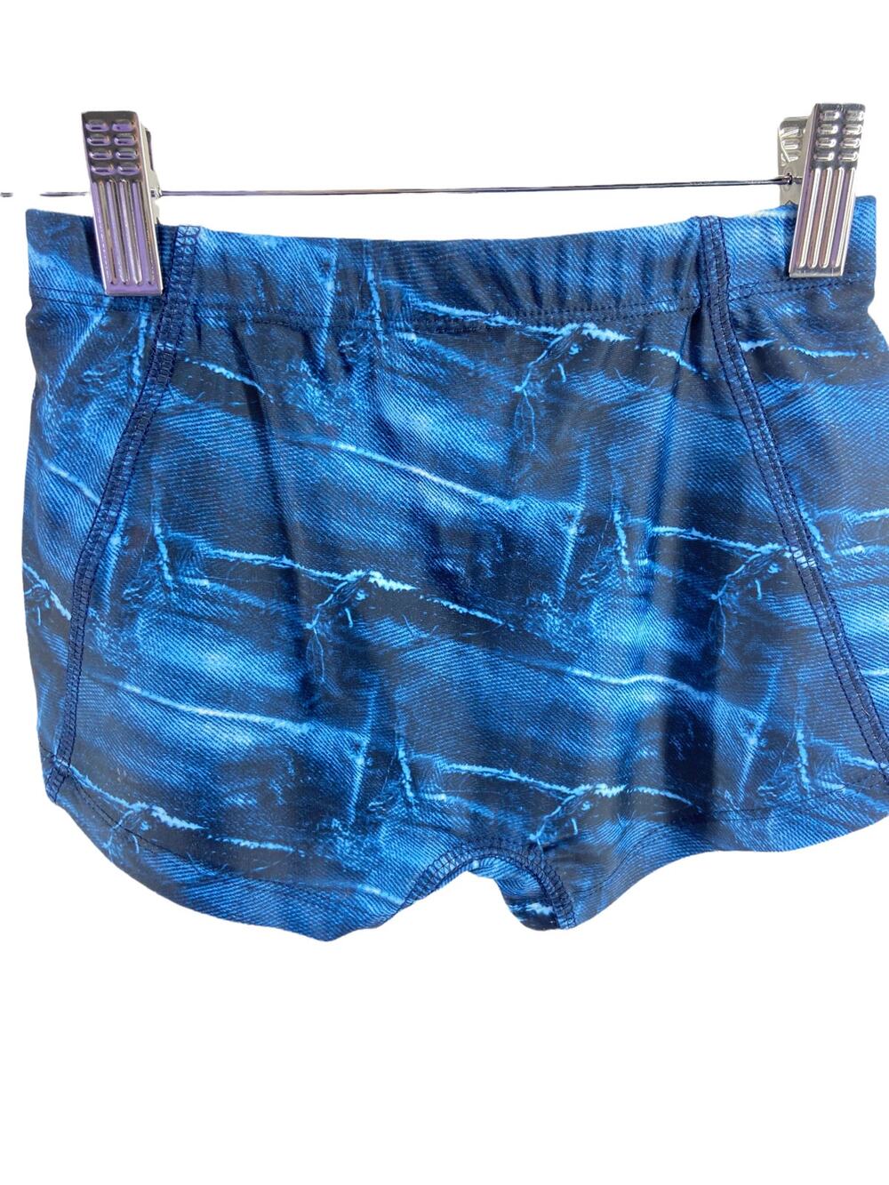 Crazy Pants Girls' Multi-Tone Blue Print Athletic Bike Shorts Youth Size Medium